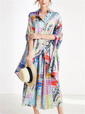 Loose-fitting Two-piece Printed Satin Suit for Ladies