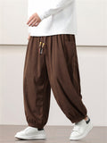 Loose Fit Braided Drawstring Corduroy Pants for Men