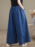 Women's Plants Flower Print Patchwork Wide Leg Jeans