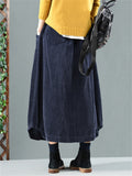 Retro Simple High-waist Solid Slimming Female Corduroy Skirts