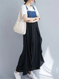 Denim Chiffon Patchwork Overall Dress for Women