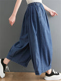 Drawstring Baggy Wide Leg Jeans for Women