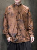 Men's Chinese Style Bamboo Leaf Shadow Linen Shirt