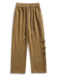 Men's Side Button Decoration Loose Winter Corduroy Pants