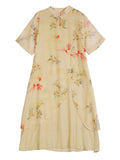 Women's Elegant Flower Printed Flowy Cheongsam Dress