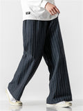 Relaxed Fit Cotton Linen Striped Pants for Men