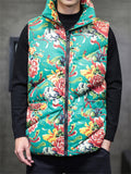 Men's Country Style Quilted Sleeveless Floral Coats