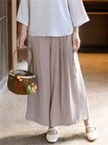 Women's Casual High Waist Side Lace Up Wide Leg Pants