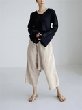 Elastic Waist Cotton Linen Retro Pants for Women