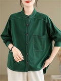 Women's Stand-Up Collar Pocket Wear-resistant Shirts