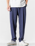 Men's Comfort Elastic Waist Regular Fit Linen Pants