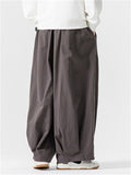 Simple Relaxed Fit Drawstring Wide Leg Pants for Men