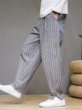 Spring Autumn Men's Fashionable Drawstring Striped Pants