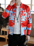 Men's Chinese Dragon Print Slim Fit Baseball Jacket