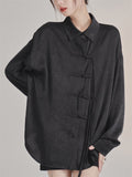 Oversized Button Up Black Tasseled Shirts for Women