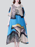 Summer Cozy Oversized Women Abstract Print Mid-Length Dress