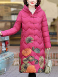 Warm Mid-length Hooded Printing Quilted Coats for Women