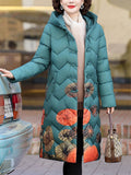 Warm Mid-length Hooded Printing Quilted Coats for Women