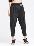 Harajuku Metal Buckle Waistband Patchwork Pants for Women