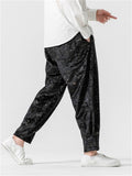 Men's Chinese Style Jacquard Winter Thickened Tapered Pants