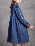 Women's Stylish Peacock Embroidery Double Breasted Denim Coat