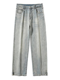 Men's Retro Washed Effect Side Slit Loose Jeans