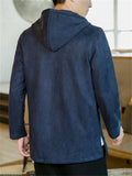 Casual Men's Button-up Faux Suede Hooded Jackets