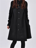 Women's Chic Splicing High Neck Elegant Cape Woolen Coat