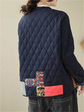 Ladies Retro Appliqued Thickened Diamond Padded Coats