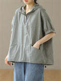 Large Size Hooded Zipper Sun Protective Clothing Women's Shirt