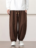 Loose Fit Braided Drawstring Corduroy Pants for Men