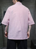 Traditional Chinese Clothing Male Knot Button Stripe Shirts