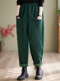 Women's Elastic Waist Comfy Warm Cotton Pants for Winter