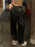 Women's Cool Semi-elastic Floor Length PU Leather Trousers