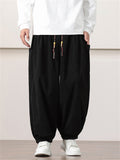 Loose Fit Braided Drawstring Corduroy Pants for Men