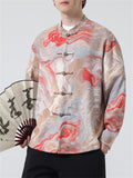 Male Colorful Auspicious Clouds Pattern Long Sleeve Jacket