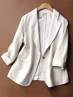 Women's Fashion Comfy 3/4 Sleeve Cotton Linen Blazers