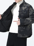 Casual Dragon Embroidered Padded Outerwear for Male