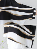 Women's Irregular Stripe Round Neck Oversized Shirt