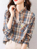 Women's Contrast Color Plaid Elegant Cozy Cotton Shirts