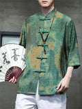 Tie-Dye Summer Lotus Print Knot Button Shirt