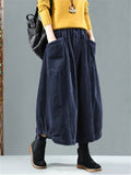 Retro Simple High-waist Solid Slimming Female Corduroy Skirts