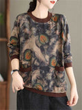 All-match Casual Leaf Letter Print Bottoming Shirt for Women