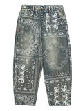 Cashew Flower Printing Hip Hop Jeans for Men