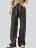 Women's Hot Plush Liner Trendy Black Grey Long Jeans