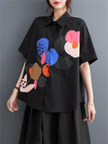 Fashion Personality Print Short Sleeve Button Shirt for Women