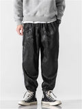 Male Chinese Style Loong Print Striped Ice Silk Pants