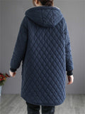 Female Striped Mid-length Hooded Thickened Cotton Coats