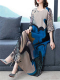 Summer Cozy Oversized Women Abstract Print Mid-Length Dress