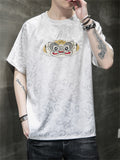 Men's Chinese Style Monkey King Embroidery Retro T-shirt